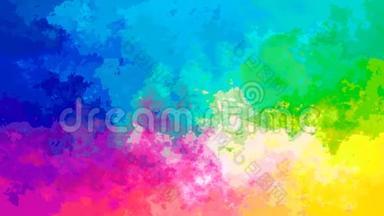 动画彩色背景无缝循环视频-水彩效果-全彩色光谱锥形彩虹-彩色方案